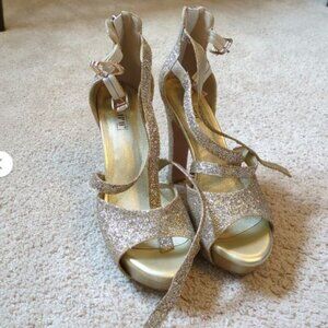 Gold glitter high heels size 8